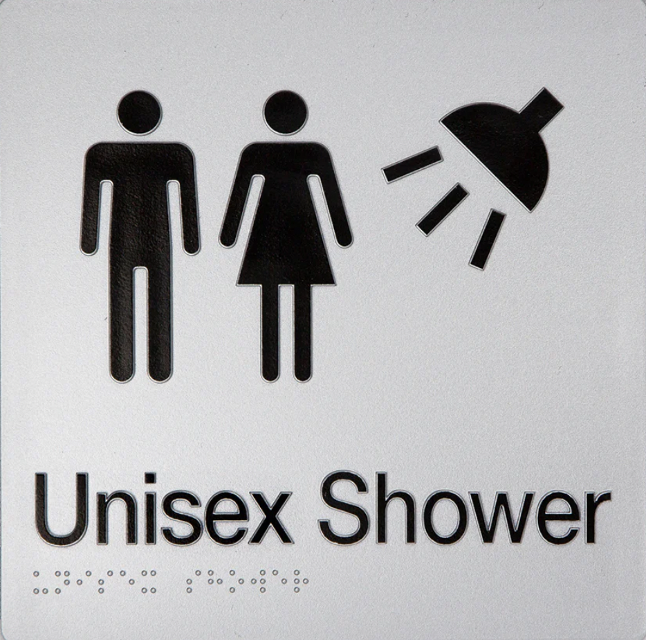 Unisex Shower Braille Sign