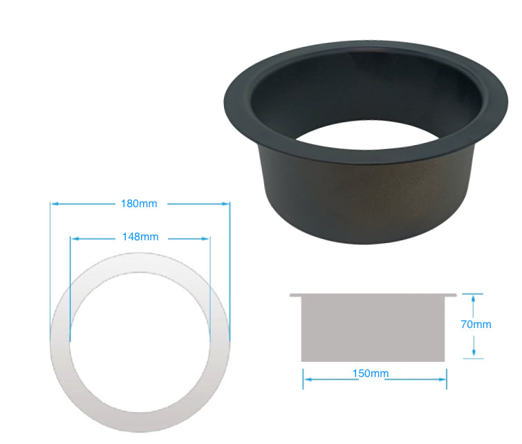 Black Chute Powder Coated Circular Waste