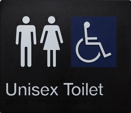 Unisex Disabled Toilet Braille Sign