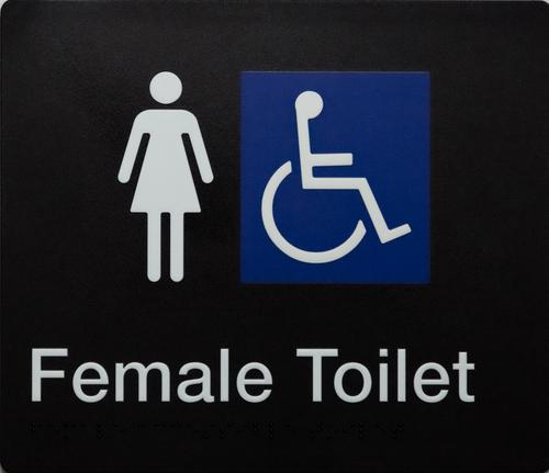 Female Disable Braille Toilet Sign