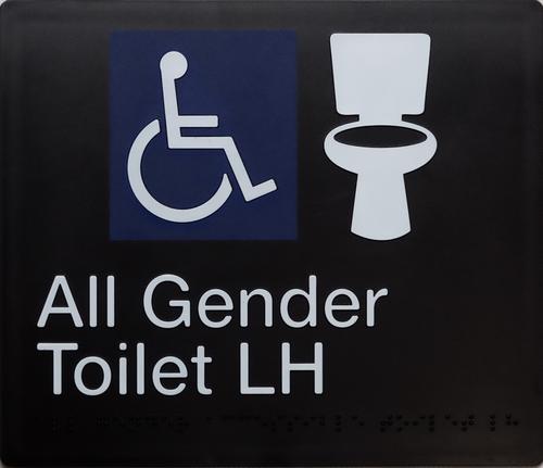 Plastic All Gender Toilet LH Braille Sign