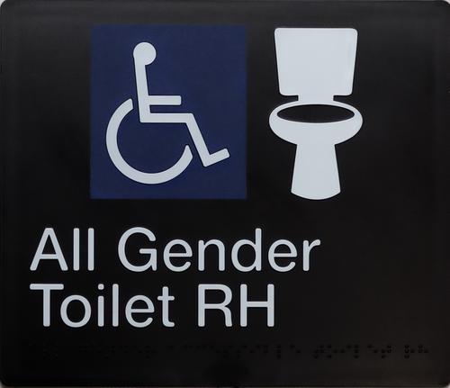 Plastic All Gender Toilet RH Braille Sign