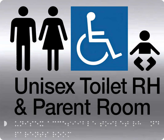 Braille S'Steel Unisex Accessible Toilets RH & Baby Change