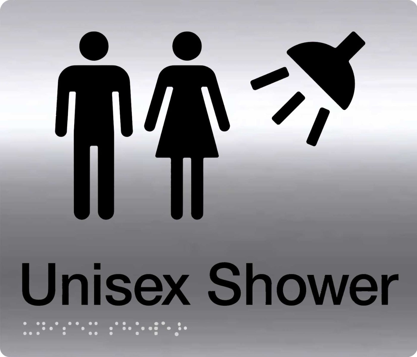 unisex shower Braille Sign