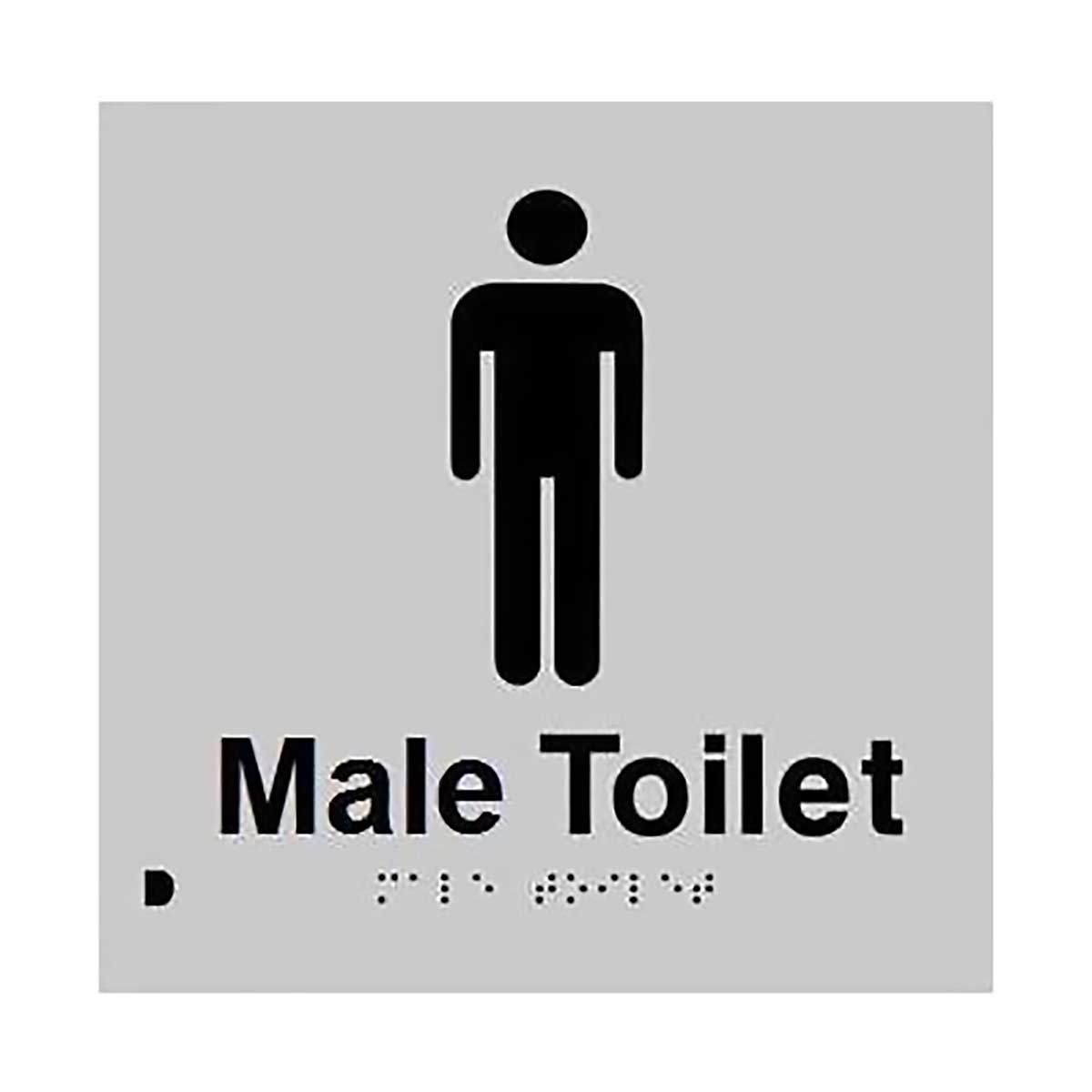 Male Braille Toilet  Sign Silver Plastic  BCA Code Australian Compliance SS01