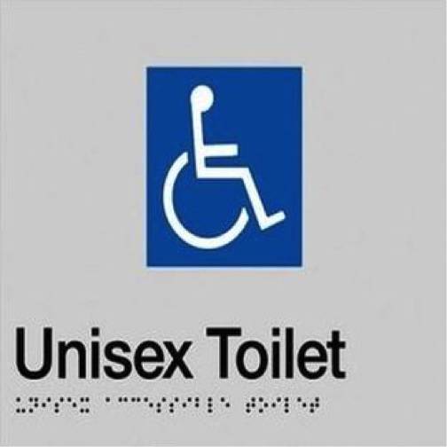 SS03 Silver Plastic Unisex Disabled Toilet Braille Sign