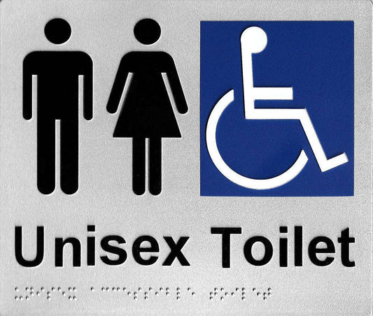 SS05 Silver Plastic Unisex Disabled Toilet Braille Sign