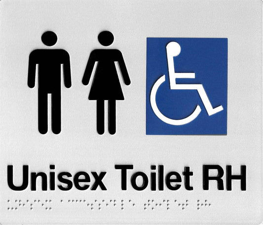 SS07 Silver Unisex Disabled Toilet Silver Right Hand Braille Sign