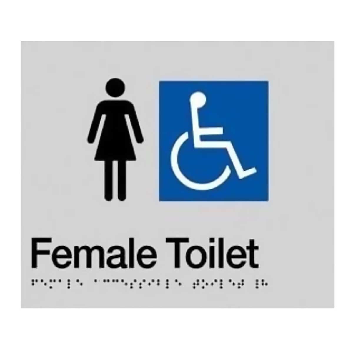 Female Disable Braille Toilet Sign SS09 (210 x 180 mm)