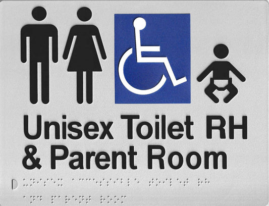 SS10RH Unisex Silver Disable Parent, Room & Toilet RH (210 x 180 mm)