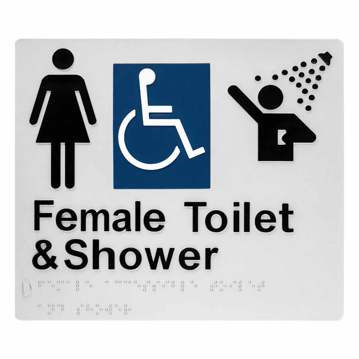 Female Disable Toilet & Shower Braille Toilet Sign SS15 (210 x 180 mm)