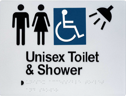 SS16 Silver Plastic Unisex Disabled Toilet & Shower Braille Sign