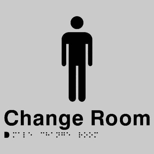 SS29 Silver Plastic Male Change Room Braille Sign 