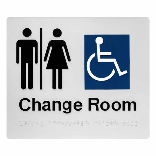 Silver Plastic Unisex Disabled Change Room Braille Sign SS32 