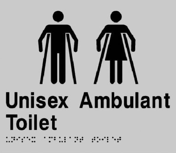 SS39 Silver Plastic Unisex Ambulant Toilet Braille Sign