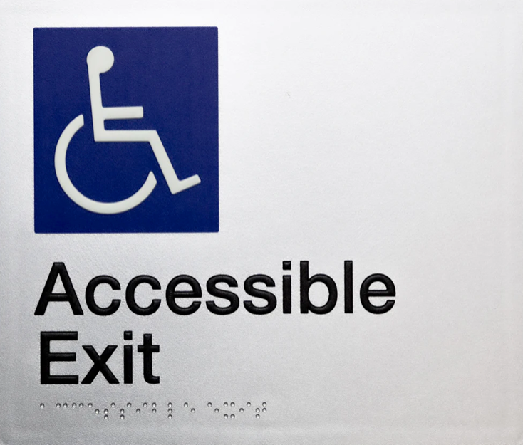 australiano Accessible Exit Toilet Sign | Braille Signage Buy Online | Ozwashroom Australia