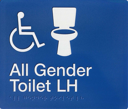 SV48-LH Blue Plastic All Gender LH Toilet Braille Sign