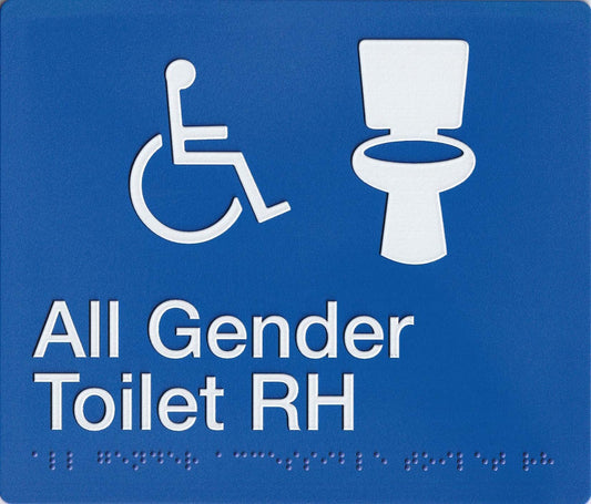 SV48-RH Blue Plastic All Gender RH Toilet Braille Sign