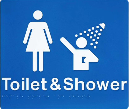 SV13 Female Toilet & Shower Blue Plastic Braille Sign