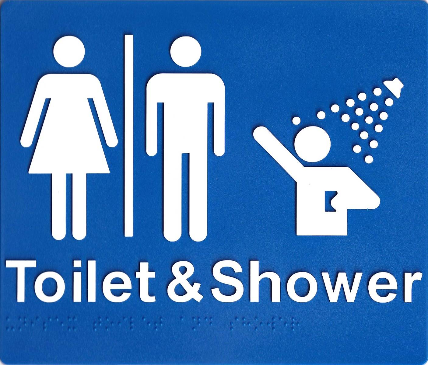 SV17 Unisex Toilet & Shower Blue Braille Sign (210 x 180 mm)