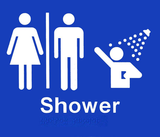 Unisex Shower Blue Braille Sign