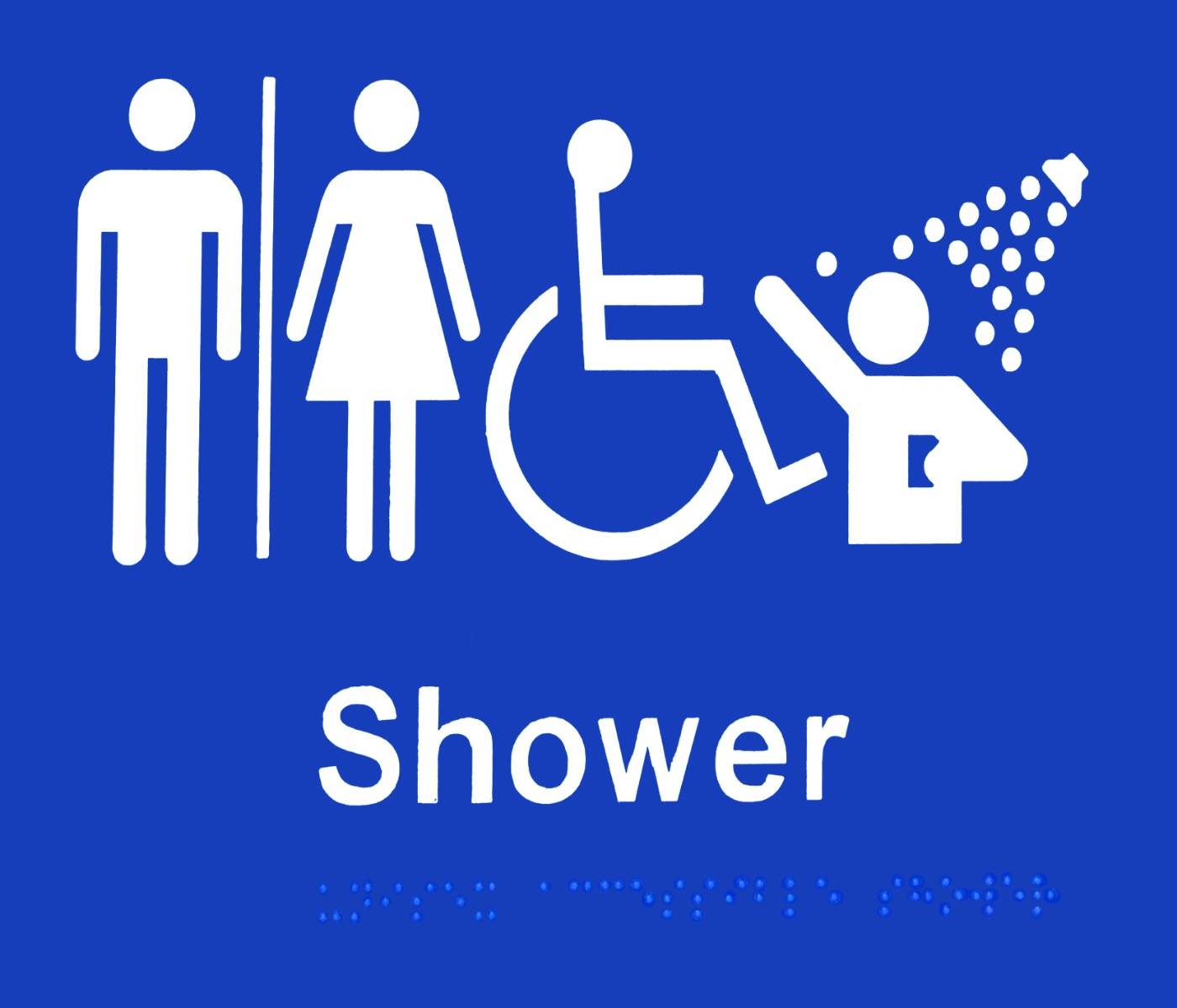 SV22 Unisex Disabled Shower Blue Plastic Braille Sign