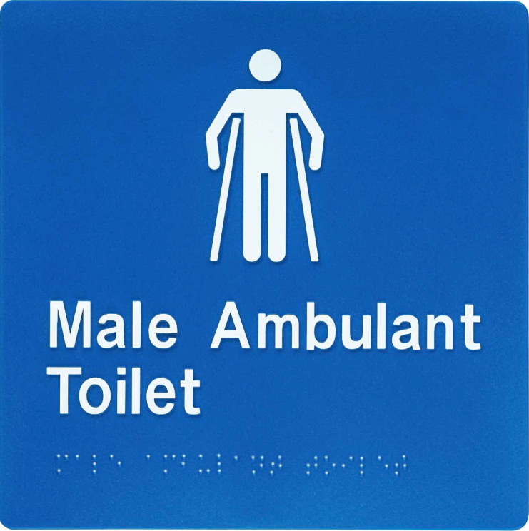 SV37 Male Ambulant Toilet Blue Plastic Braille Sign