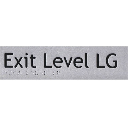 SX-LG Silver Exit Level Lower Ground Braille Sign